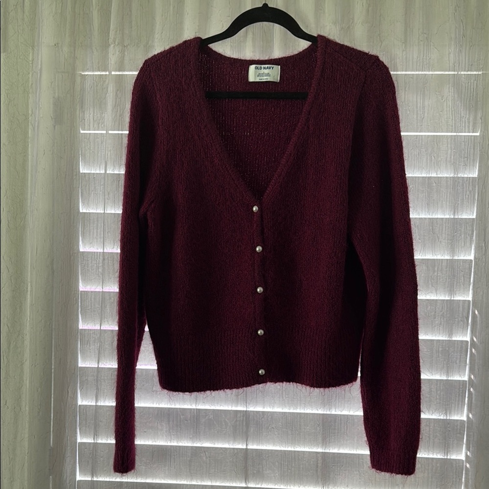 Old Navy Red Cardigan Sweater V-Neck Knit